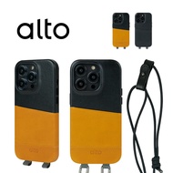 alto iPhone 14 Pro Anello掛繩皮革手機殼/ 棕+黑