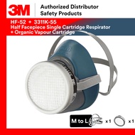 3M HF-51 / 3M HF-52+ 3M 3311K-55 Set Half Face Single Cartridge Respirator + Organic Vapour Cartridg