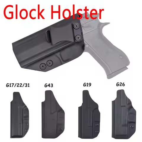 Glock 43 PVC IWB Gun Holster Glock 17/19/22/26/43 S&W Inside Waist Concealed Belt Clip Stack Magazin