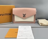 (LV) Louis Vuitton Mylockme Chain Pochette, Pink, White and Black
