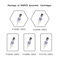 BRONC Assorted Tattoo Cartridge Needles 50pcs Mixed Tattoo Needle Cartridges Round Liner 0.35mm #12 