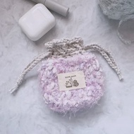 編織包 耳機包 零錢包 AirPods耳機收納 礦包 化妝包 - 水母束口