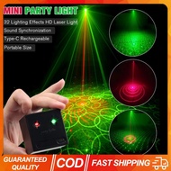 2PCS Mini LED Stage Light Cube Laser Disco Light Voice Control with 32 Pattern Rechargeable for Stag