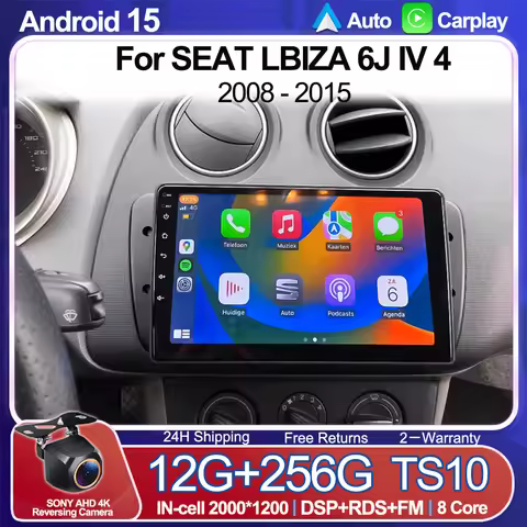 Android 15 For SEAT LBIZA 6J IV 4 2008 - 2015 2K QLED Stereo Car Radio Multimedia Video Player GPS A