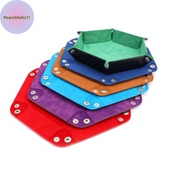 PeaceShells Foldable Dice Tray Box PU Leather Folding Hexagon Coin Square Tray Dice Game SG