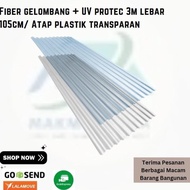 Fiber gelombang + UV protec 3m lebar 105cm/ Atap plastik transparan