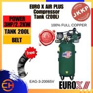 EUROX AIR PLUS Belt Air Compressor 200L 3HP (EAG-3-20065V)