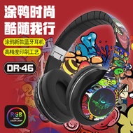 PopularDR46Headset Bluetooth Headset Creative Long Endurance National Fashion Pattern Call Wireless Bluetooth Headset