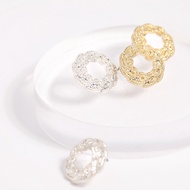 [ZANZAN ZANZAN] Anti-Allergic Steel Needle-Twisted Basket Hollow Round Earrings [Ek20bg005 _ Sus]