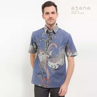 KEMEJA Mada Short Sleeve Batik Asana Shirt - Blue