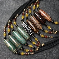 Welfare Style natural agate nine Eyes twenty Eyes god of wealth Guanyin Dzi Beads Clavicle Chain Hor