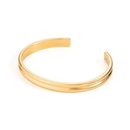 Ribbed Open Bangle 316L Stainless Steel
