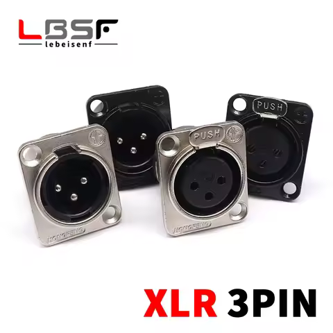 HF XLR 3pin Male Female Panel Audio Microphone Jack Plug Connector Black silver YS145BG YS146BG Copp