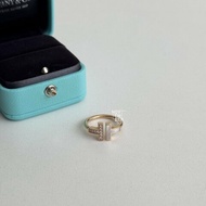 99新🆕 Tiffany & Co. 蒂芬妮 T Wire 線圈戒指 鑲鑽及珍珠母貝