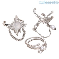 Un* Pack of 3 Opening Chain Rings Adjustable Rings Open Rings Finger Jewelry