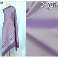 (Fabric Set) 6-Shuttle Silk Real Natural Color (2 Meter Patterned Fabric + 2 Plain Color) Purple-Gra