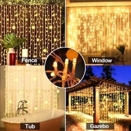 2 Pack Upgraded Solar Curtain Lights Remote Control, Outdoor Garden Lights 300 LED 8 Modes Waterproo