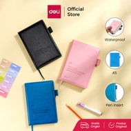 Deli Leather Cover Notebook / Buku Catatan Sampul Kulit A5 Dengan Pen Holder Kertas Tebal EN01X
