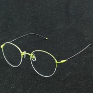 Half-Rim Round Reading Glasses in Fluorescent Green Titanium, +0.75 to +4 Diopter