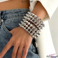 ROSEGOODS Y2K Punk Bracelet, Triple Layer Stud Spiked Goth Accessories Chunky Bracelet, Grunge Style