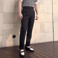 Morementum - Julian Gurkha Trousers - Double Pleated Cross Button Adjuster High Waist Classic Fit - 