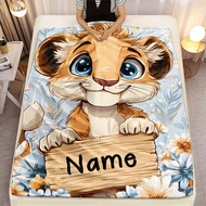 Nama Tersuai Selimut Dream Tiger - Selimut Flanel Lembut dan Ringan dengan Rekaan Bayi Singa Comel, 