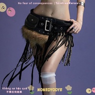 NONEDYODYE Faux Fur Splicing Belts, Gyaru Trendy Design Mini Bag Belt, Retro Chic Y2K Cowgirl Waistb