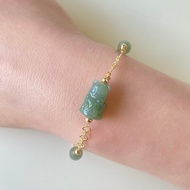 油青紅翡竹節熊貓翡翠手鏈 | 天然緬甸玉A貨翡翠