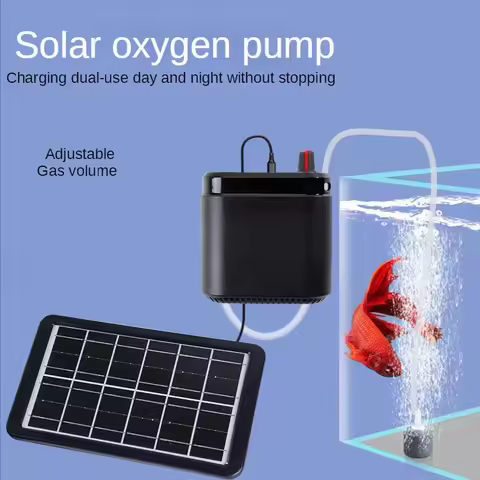 Solar Power Oxygen Pump for Aquarium Fish Tank, USB Charging, Noiseless, Outdoor Fishing, Oxygen Mac