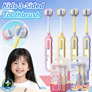 2PCS Kids 3-Sided Toothbrush 360 Wraparound Deep Cleaning Soft Bristle Not Hurt Gums for Ages 3-12 K