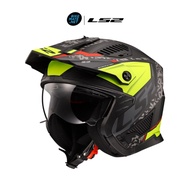 LS2 Helmets - Drifter OF606 Drifter Devor M.Black HV Yellow - หมวกกันน็อคเปิดหน้า