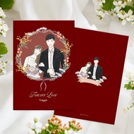 【客製化】結婚書套夾/結婚證書夾/書約-紅色花圈/似顏繪/照片/