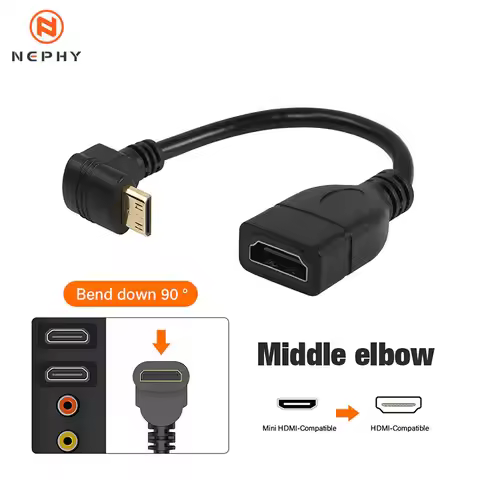 Mini HDMI Cable to HDM Adapter 90 Degree Male to Femal Mini HDMI Cable Adapter 4K for Raspberry Pi Z