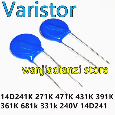 10PCS 14D241K 271K 471K 431K 391K 361K 681k 331k 240V 14D241 Varistor 14 d241k withstand voltage, vo