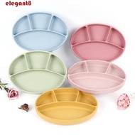 ELEGANT Suction Cup Dinner Plate, Non-Slip BPA Free Silicone Divided Plate, Unbreakable Waterproof K