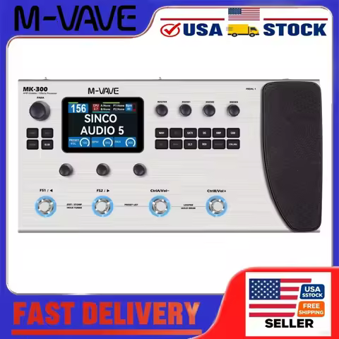 M-VAVE MK300 Guitar Bass Multi Effects Processor 120 Amps 360 Effects 10H Battery 3.5 Inch Touchscre