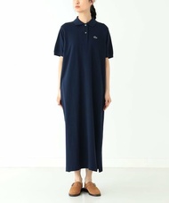 LACOSTE for BEAMS BOY 藍色 短袖 POLO 鈕扣 設計 長版 連身裙 左右 口袋 側面 小開衩 日本 Japan Navy Blue Short Sleeved Long Dre