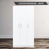 OKURA Modern 2 Door / 3 Door Wooden Wardrobe with Hanging Rod and Compartment Almari Baju / Almari Pakaian