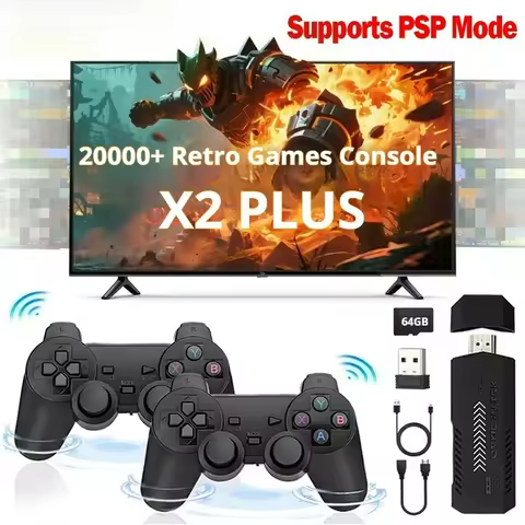 New Retro Gaming Console X2 Plus 4K HD Retro Video Game Console Wireless Controller 64G 20000 Game T