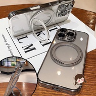 360 Rotation Magnetic Holder Clear Phone Case For Realme C25S C25Y C21Y C20A C17 C15 C12 C11 C3i Q5 