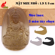 Mặt Phật Quan âm nghìn tay nghìn mắt đá obsidian ( thạch anh khói ) 3 cm 5 cm kèm móc dây chuyền ino