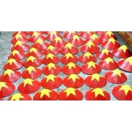 Hat painted with red flag and yellow star for decoration, performance, decor- TamKemShop93