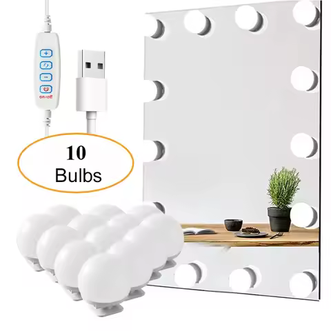 LED Detachable Bulbs Professional Makeup Mirror Lamp USB Power Cosmetic Mirror Light Hollywood Dress