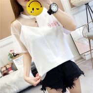 Ladies tops Women Short Sleeve Off Shoulder t shirts for women Korean Style  New T-shirt  Fashion  Sexy Top Loose Lace Half Sleeve Tshirt