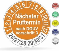 Pack of 112 Test Badges "Next Test Date", 20 mm Diameter, Test Labels According to DGUV V3, 2026-203