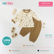 Bộ cổ trụ xô muslin bé trai Derosa Kids 9 - 36 tháng DWB24-3356