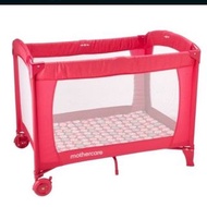 英國mothercare經典遊戲床-繽紛小花桃紅色粉紅色二手 近全新 可收納折疊 嬰兒床 遊戲床 折疊床 #22排毒