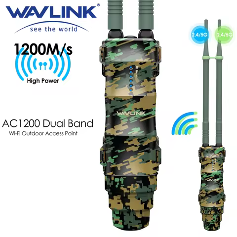 WAVLINK AC1200 Dual Band Outdoor Long Range Access Point Wi-Fi Extender with PoE IP67 Waterproof 2/4