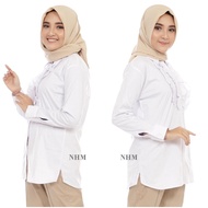 NHM Kemeja Putih Polos Rempel Dada Wanita Baju Kantor JUMBO Formal Kerja Cewek Baju Muslim Wanita