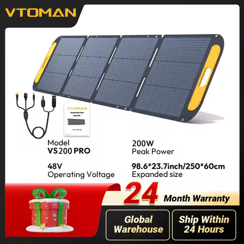 VTOMAN 48V 200W High Efficiency Solar Panel Kit, Foldable Waterproof Solar Charger, Portable Power S